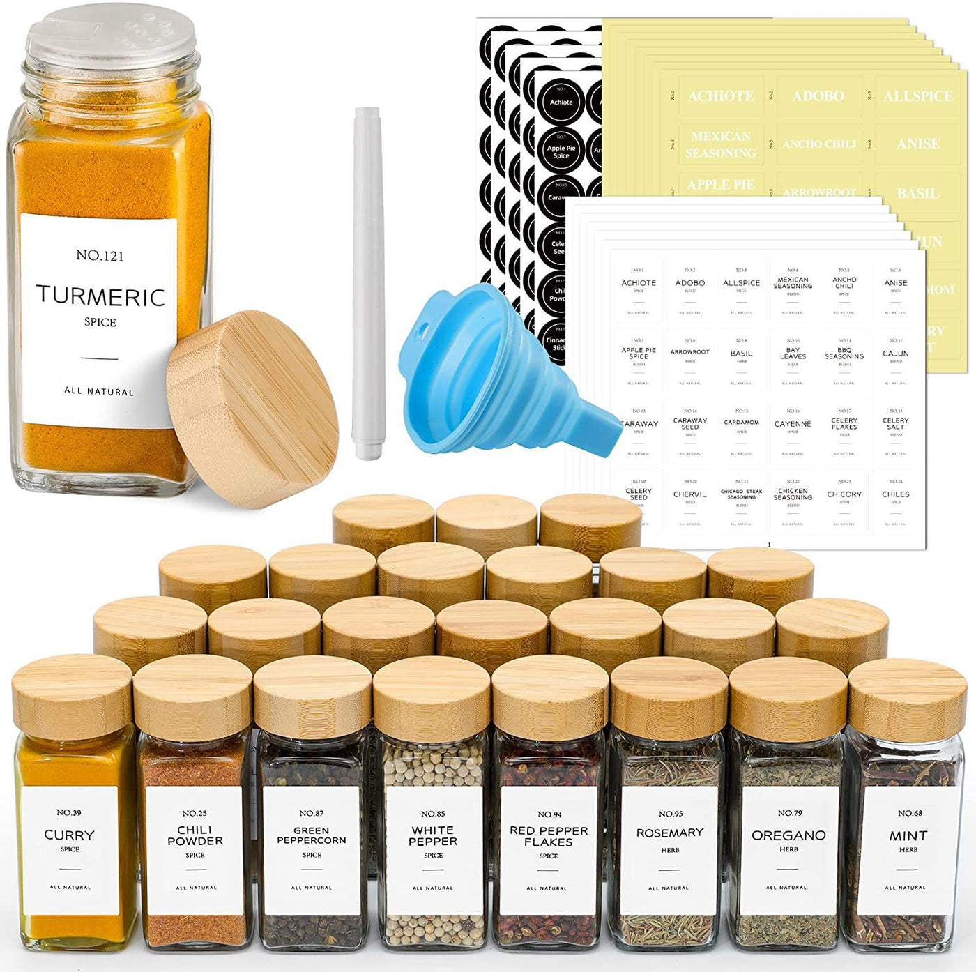 Glass Seasoning Bottle With Bamboo And Wood Lid