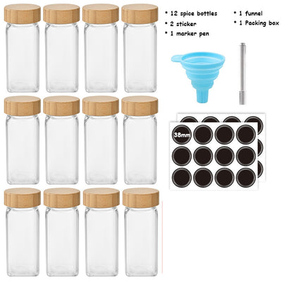 Glass Seasoning Bottle With Bamboo And Wood Lid