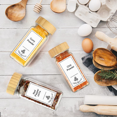 Glass Seasoning Bottle With Bamboo And Wood Lid