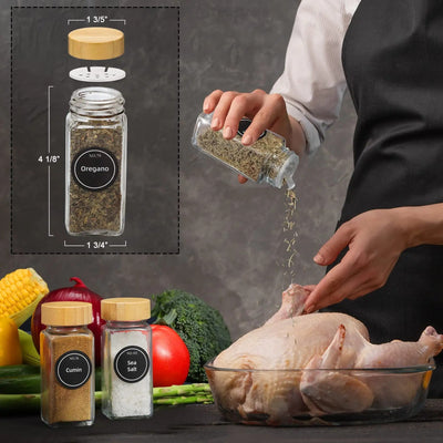 Glass Seasoning Bottle With Bamboo And Wood Lid
