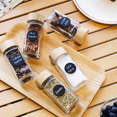 Glass Seasoning Bottle With Bamboo And Wood Lid