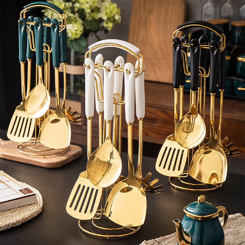 Stainless Steel Kitchen Utensils with Ceramic Handle