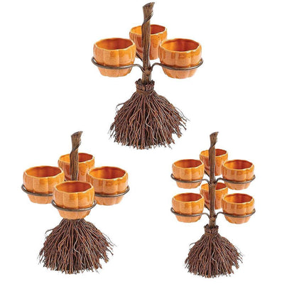 Halloween Broom Pumpkin Snack Bowl Rack Decorations - Fluidity Park