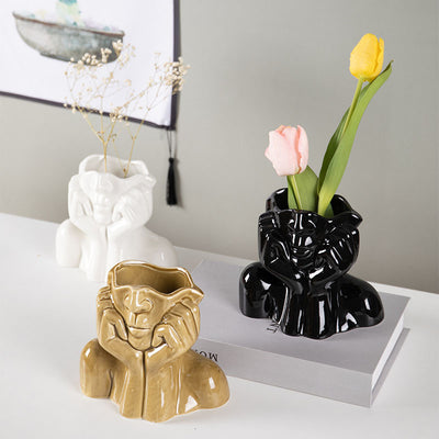 Home Decor Ceramic Vases Flower Vase Figure Sculpture Crafts - Fluidity Park