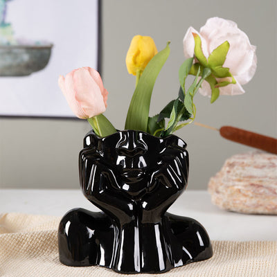 Home Decor Ceramic Vases Flower Vase Figure Sculpture Crafts - Fluidity Park