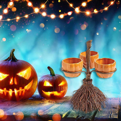 Halloween Broom Pumpkin Snack Bowl Rack Decorations - Fluidity Park